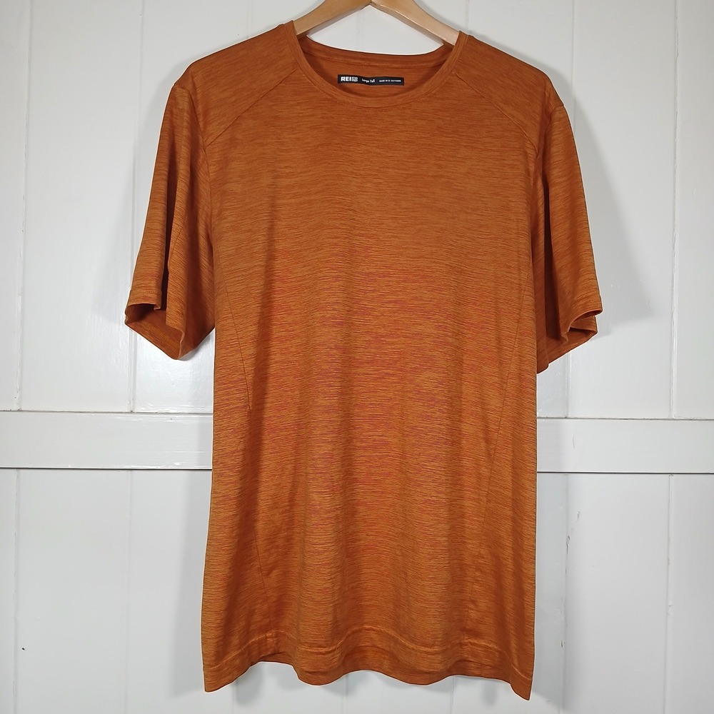 REI Co-op Active Tee Mens Large Tall Orange Heathered Performance Shirt